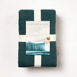 Casaluna Heavyweight Linen Blend Sham in Deep Teal